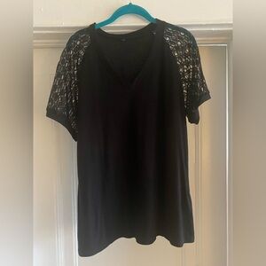 Black Lace Sleeve Women's Top